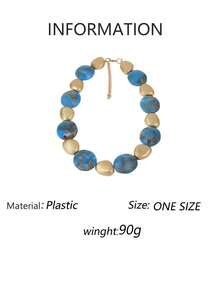 复古独特几何蓝色串珠项链耳环首饰套装 - 個性首飾 - 查看 9