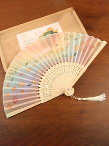 1pc New Chinese Style Vintage Folding Fan, Portable For Women In Summer, Suitable For Hanfu, Cheongsam, Dance, Photography, Bamboo Fan, Chinese Style, Bridal, Bridesmaid, Various Festival & Party Themes,Holiday,Travel For Outdoor Activities, Vacation, Travel, Outfit Accessories, And Gifting - Multicolor - View 10