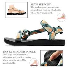 Womens-Sport-Sandals Hiking Sandals With-Arch-Support Webbing-Outdoor-Beach-Water-Sandals For Travel-Walking-Trekking-Camping - 黑綠色 - 查看 3