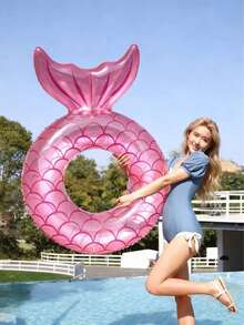 1个 - 高品质时尚闪光鱼尾漂浮圈，PVC成人美人鱼尾巴游泳圈，加厚120磅大号美人鱼尾巴游泳圈，腋下鱼尾圈，救生圈 - 彩色 - 查看 6