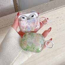 Minimalist Cute Cartoon 3D Flower & Rabbit Pattern Glossy Earphone Protective Case, Suitable For AirPods 1 2 3 4 Pro Pro2 Pro3 Bluetooth Earphones - Multicolor - View 1