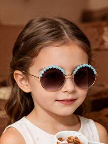 1 Pair Super Lightweight Children's Glasses, Comfortable For Boys And Girls To Wear, Suitable For Photo Shoots, Fashionable Party Glasses, Cute Cycling And Travel Glasses, Sports Glasses, Personalized Round Frame Glasses, Floral Glasses, Stylish Metal Glasses - Children's - View 3