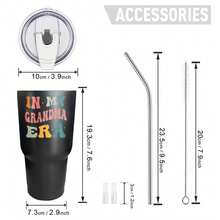 30oz Stainless Steel Tumbler Black White Options,  In My Grandma Era Graphic Cups, Insulated Travel Coffee Mug With Lid And Straw , Double Wall Vacuum Reusable Travel Cups,  Funny Birthday Party Gift For Men - 黑色 - 查看 3