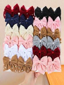 16件套仿珍珠蝴蝶结发夹套装 - 适合女孩和女士，精心制作的蝴蝶结纹理，搭配闪亮的仿珍珠元素，优雅精致。无论是日常出行、购物约会还是派对聚会，一个简单的发夹就能瞬间提升您的时尚感和精致度。可爱配饰、发饰、头饰、发夹 - 彩色 - 查看 2