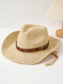 这款宽檐草帽男女皆宜，具有防晒功能。它既是西部牛仔帽，也是牛仔帽，适合夏季海滩佩戴。这款草帽结构坚固耐用，且易于折叠。 - 棕扣頭牛草帽 - 查看 11