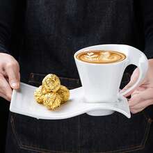 Juego de taza y platillo de cerámica de 80ml/100ml/180ml/280ml, elegante juego de taza de café y platillo de cerámica, adecuado para el té de la tarde, cafetería, uso diario en la oficina, fácil de limpiar, apto para lavavajillas - Multicolor - Ver 7