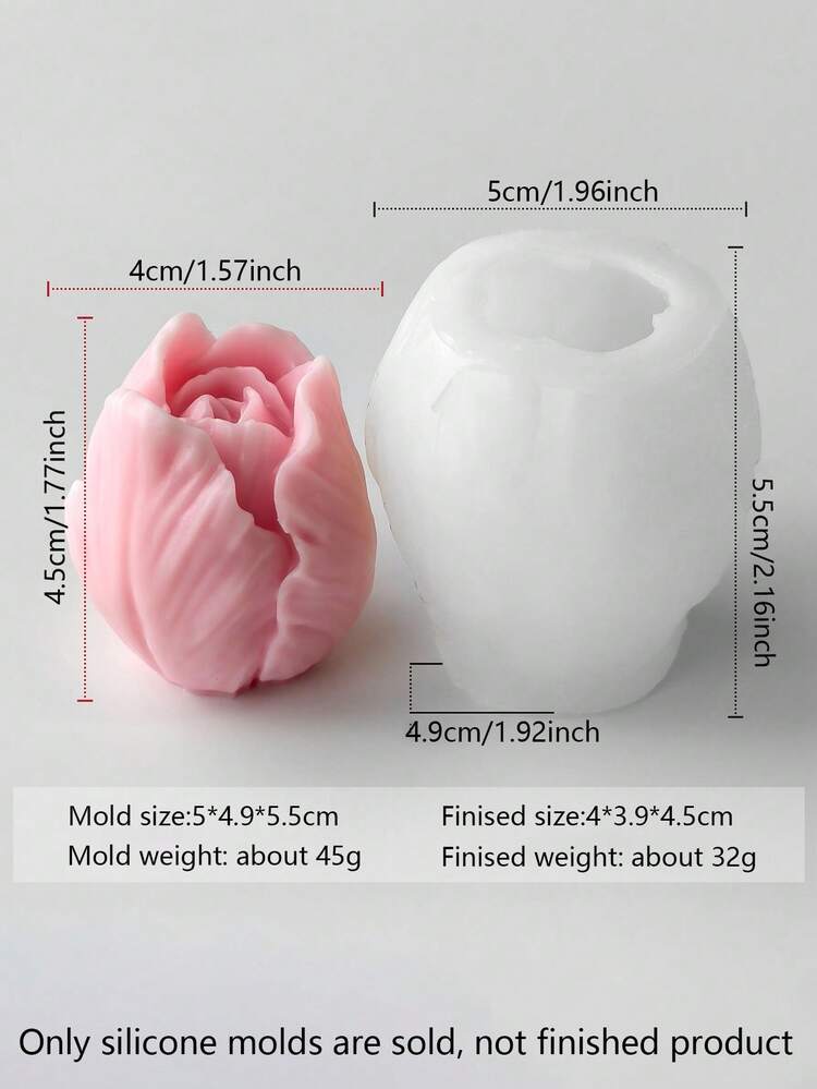 Beautiful Flower Series Silicone Mold, Handmade DIY Candle, Fragrance Stone, Home Decor, Wedding Favor, Birthday Gift, Craft Material. Tulip, Rose Shaped, Easy Demold, High Details, Natural Style Desktop Decor, Car Fragrance, Photography Props. Fine Finished Quality, Suitable For Gifts, Market Stalls, Handmade Business. Multiple Flower Designs Available To Meet Various Creation Needs. - Flower Mold - View 11