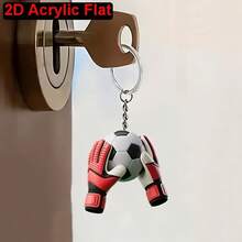New 2D Flat Football Keychain, Perfect Gift For Football Fans, Car Key Chain Decor - Black and White - View 1