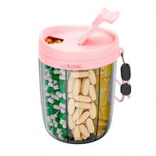6-Compartment Large Capacity Portable Pill Organizer, Wide Mouth Anti-Mix Pill Box, Travel Pill Box, Can Hold Large Amount Of Supplements, Easy To Take Out, Travel Accessory, Back To School Season - Multicolor - View 15