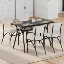 Set de 2 sillas de comedor modernos Boucle tapizadas con asientos acolchados de lana de cordero espalda ergonómica curva y estilo de mediados del siglo para decoración elegante - Beis - Ver 3