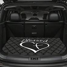 1PC, Non-Slip Stylish Car Trunk Mat,  Heart Cross Blessing Pattern Design - Durable Polyester Material, Keeps The Trunk Dry And Tidy, Adds A Sense Of Warm Faith And Positive Energy To Your Car, Car Trunk Protective Mat, Perfect For Storage And Decoration - 均碼 - 查看 1
