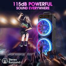 Portable Outdoor Wireless Speaker With Button-Controlled Subwoofer, 2400mAh Battery Capacity, RGB Lighting, Dazzling Light Effects, Dual Subwoofer Design, Suitable For Home, Outdoor, Parties, Square Dancing, Karaoke, Family Gatherings, Disco And Other Occasions, With Cool Lighting Effects. - 查看 5