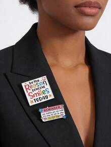 2 pièces "Vous êtes important, vous êtes aimé, les imperfections sont acceptables" Épinglette de revers en émail, broche avec citation inspirante, badge pour sac à dos, cadeau de bijoux - Multicolore - Voir 1