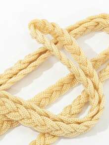 1pc Handmade Woven Extra Long Black Waist Rope - Beige - View 6