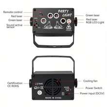 DJ Party Lighting, Aurora Effect, Voice Controlled Disco Ball Lights, Stage Lights, Music Dynamic Projector, USB Plug-In With Remote Control, Suitable For Birthday Party Decoration, Halloween, Christmas, Karaoke Bar Club KTV, Birthday Gifts - Black - View 11