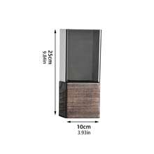 Vaso quadrado moderno com base (1 unidade) - Vaso minimalista, ideal para arranjos florais, decoração de mesa, decoração de ambientes e decoração de casa - Vaso em cor neutra, perfeito para casamentos, festas e salas de estar - Presente ideal. Vaso de vidro com base quadrada de madeira na cor cinza para decoração de arranjos florais na sala de estar. - 1PC - Ver 5
