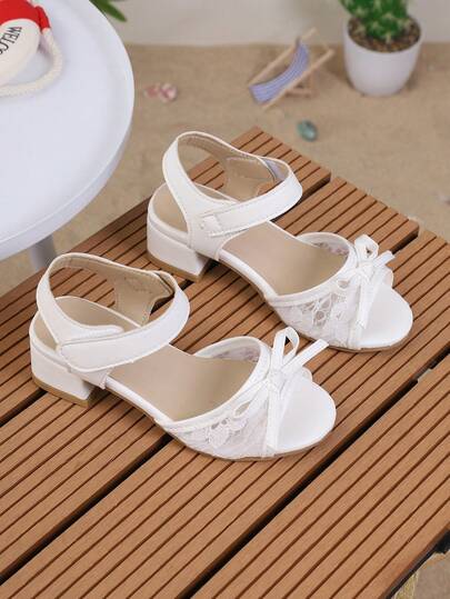 2026 Girls High Heel Sandals, Summer Versatile Thick Heel Sandals For Big Kids, Fashion Shoes For Plus Size