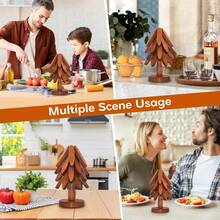 Natural Tree Trivet Set - 4 Wooden Trivets & 1 Stand - Heat Resistant Foldable Design - Durable & High - Tree Shape Trivets Hot Dishes - Multi-Functional Use - Special Texture - Interesting - Gỗ đỏ - Xem 7