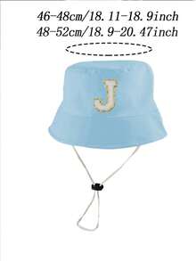 1 Pc A-Z Letter Sun Hat Toddler Boys Girls Bucket Hat Sun Protection Wide Brim Outdoor Hat Baby Bucket Hat With Chin Strap - Sky Blue - View 10
