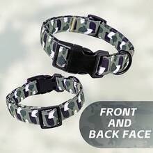 经典迷彩图案宠物项圈，可调节防勒颈，耐用涤纶材质，适合小型/中型/大型犬日常佩戴 - 混合色 - 查看 3