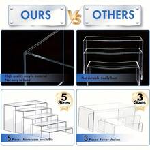3/5pcs Large Rectangular Acrylic Display Stand, Clear Acrylic Decor Rack, Suitable For Cake, Dessert, Snack Display And Storage Organization, Wedding Supplies, Home Decor, Kitchen Gadgets - Multicolor - View 10