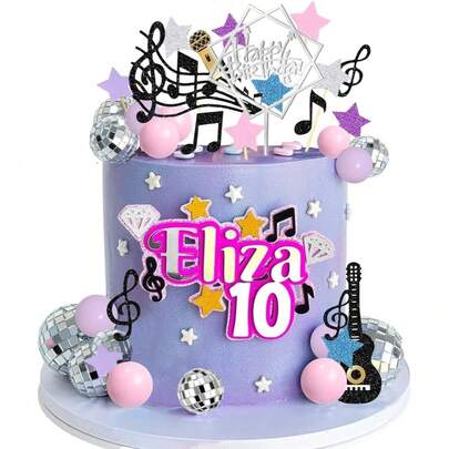 1 Set Guitar Cake Decorations Music Character Guitar Pick Sign Disco Cake Ball Decorations For Music-Themed Parties