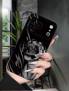 时尚流行个性化黑白老虎手机壳，镶嵌水钻牙齿，搭配草书图案设计，奢华防震，美观可爱，镜头凸起保护，兼容 17/17Pro/17Pro Max、16、15、14、13、12、11 Plus/Pro Max及系列，以及Galaxy S/A系列，复活节、圣诞节、万圣节礼物/生日礼物，送给女朋友、男朋友、朋友或自己都合适。 - 黑色 - 查看 6