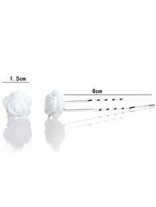 20个水晶花朵U型发夹，新娘婚礼发型配饰 - 銀色 - 查看 6