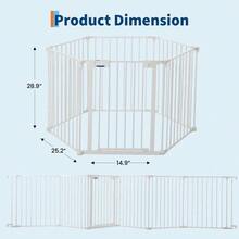 Parque para Mascotas de Varios Paneles, Barrera de  Ampliable de 3/6/8 Piezas con Kit de Montaje en Pared, Valla Interior para Mascotas para Escaleras, Puertas y Salón - 6 piezas - blanco - Ver 2