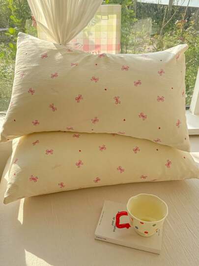 Bộ 2 vỏ gối bằng polyester in họa tiết hoa, thoáng khí, có thể giặt được, trang trí giường ngủ ký túc xá cho bé trai và bé gái (Không bao gồm ruột gối)