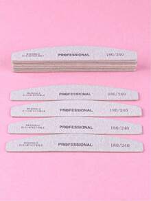 5pcs Professional Crescent-Shaped Nail Files, 180/240 Grit, Suitable For Nail Salon Nail Buffing Blocks, Nail Files, Sandpaper Boards, Manicure Supplies, Manicure Tools, Nail Art Tools, Nails, Manicure Tools, Nail Extension Tools - Light Grey - View 6