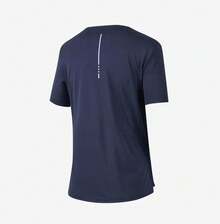 Skechers 女士透气针织圆领短袖T恤，夏季 - 海軍藍 - 查看 2