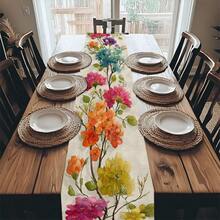 A Table Runner And Cover Featuring A Floral Watercolor Design In Various Colors, Ideal For Occasions Such As Spring, Valentine'S Day, Birthdays, Weddings, Anniversaries, And More. It Is Suitable For Use In Homes, Restaurants, Cafes, Kitchens - 1件-13*72吋(33*183公分) - 查看 6