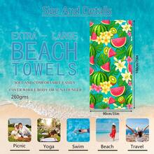 1pc Tropical Watermelon, Leaf & Floral Pattern Beach Towel, Super Soft Microfiber Extra Large Beach Blanket, Highly Absorbent Bath Towel, Suitable For Travel, Pool, Diving, Surfing, Yoga, Camping, Available In Multiple Sizes, Beach Accessory - B - View 15