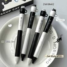 4pcs Rotating Teacup Puppy Pen, Creative Gel Pen, Black Ink Quick Dry, Cute Cartoon Decompression Pen For Children As A Gift, Practicing Handwriting, Journaling - Multicolor - View 12