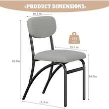 Set de 2 sillas de comedor modernos Boucle tapizadas con asientos acolchados de lana de cordero espalda ergonómica curva y estilo de mediados del siglo para decoración elegante - Gris - Ver 2