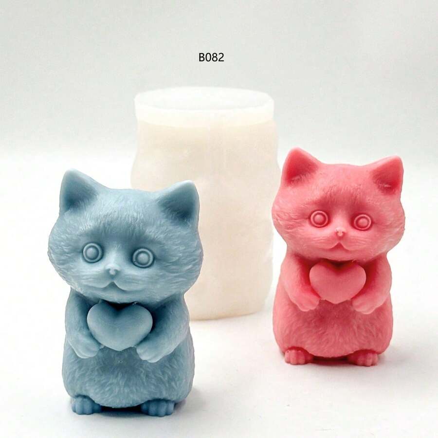 Squeeze Stress Relief Silicone Cat Mold DIY Soft Squishy Toy, Cartoon Kitten Grinding Tool - Cat - View 1