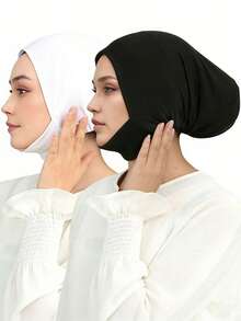 2pcs Hijab Beanies Cap Undercaps Slouchy With Elasti Non-Slip Caps Under Scarf For Women - Color - View 12