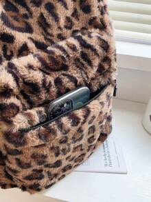 Dedoo Mochila esponjosa con estampado de leopardo, bolsa para la escuela, universidad, estudiantes universitarias, secundaria, preparatoria, actividades al aire libre, viajes, salidas, regreso a clases, linda, adecuada para adolescentes y mujeres estudiantes universitarias, bolso con estampado de leopardo o guepardo de moda para otoño e invierno, bolso universitario, playa - Marrón - Ver 8