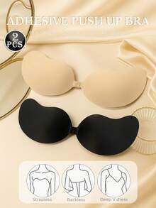 2pcs Summer Self-Adhesive Silicone Bra Petals, Designed For Wedding Photography, Strapless Dresses, Invisible Underwear, Skirts, Dresses, Travel & Vacation To Enhance Cleavage And Bust - Multicolor - View 12