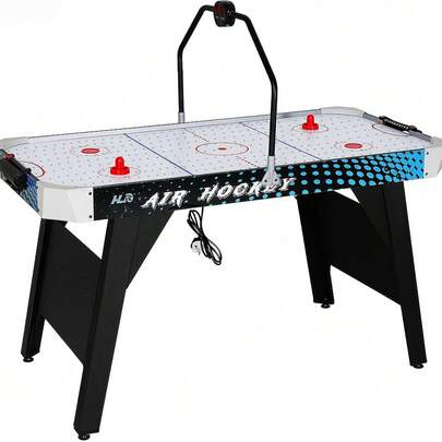  HLC Air Hockey Table Foldable 4.5FT Powered Electronic Hockey Game Table With Shuffleboard Bowling Indoor With All Accessories