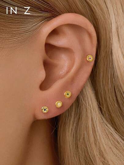 IN Z 1件装 16G 微型雕刻八角形锆石镶嵌圆盘内螺纹唇钉 - 耳软骨穿刺精美饰品 - 耳屏钉 - 耳廓耳环 - 耳骨耳轮钉 - 水滴形平底唇钉鼻钉 - 完美适合女性日常佩戴/婚礼/订婚/周年纪念/情人节礼物（单件出售）