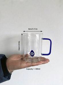 1 cốc cà phê thủy tinh 400ml có tay cầm, họa tiết mắt ác, cốc thủy tinh trong suốt dùng cho đồ uống nóng, trà, cappuccino, latte, espresso, nước ép, matcha, thích hợp cho gia đình và quán cà phê, phụ kiện quầy cà phê dễ thương, quà tặng Ngày của Mẹ, món đồ đáng yêu cho bé gái, quà tặng thú vị, quà tặng cho người làm công tác xã hội, quà sinh nhật. - Nhiều màu - Xem 5