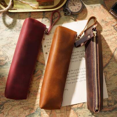 1 st retro sminkväska i konstläder, dragkedja, kan förvara kosmetika, pennor eller snacks - perfekt present till systrar, studenter och vuxna, multifunktionell förvaringsväska | hållbar dragkedja, sminkväska med stor kapacitet