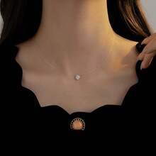 1pc Minimalist Versatile Pure Silver Necklace, S925 Silver Fishing Line Pendant Design, Women's Clavicle Chain, Suitable For Daily Commute - 2 Carats - View 7