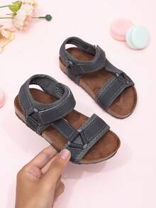 Giày dép mùa hè mới cho trẻ em, dép xăng đan đi biển đa năng thoải mái cho bé trai, dép xăng đan quai ngang tối giản hở mũi cho bé gái. - Xám - Xem 1