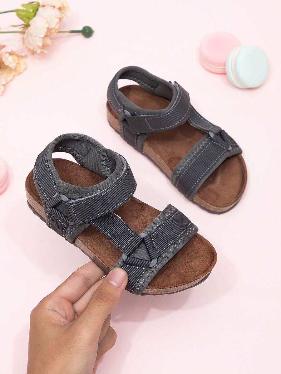 Giày dép mùa hè mới cho trẻ em, dép xăng đan đi biển đa năng thoải mái cho bé trai, dép xăng đan quai ngang tối giản hở mũi cho bé gái. - Xám - Xem 1