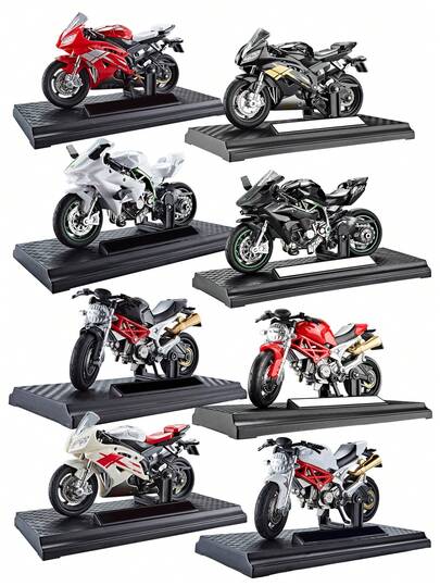 Mini realistische Motorrad Modell Tischdekoration, Plastik & Legierung Spielzeug Fahrzeug Geschenk, zufällige Zubehörteile enthalten