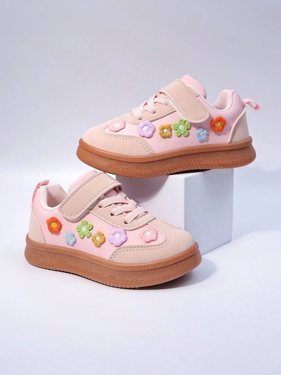 1 par de zapatos de entrenamiento con para niños, adecuados para niñas de jardín de infantes, zapatillas casuales lindas para uso diario, para todas las estaciones - Rosa - Ver 1