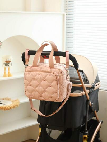 1pc INS Style Embroidered Mommy Bag, Small Handheld & Shoulder Strap Maternity Bag